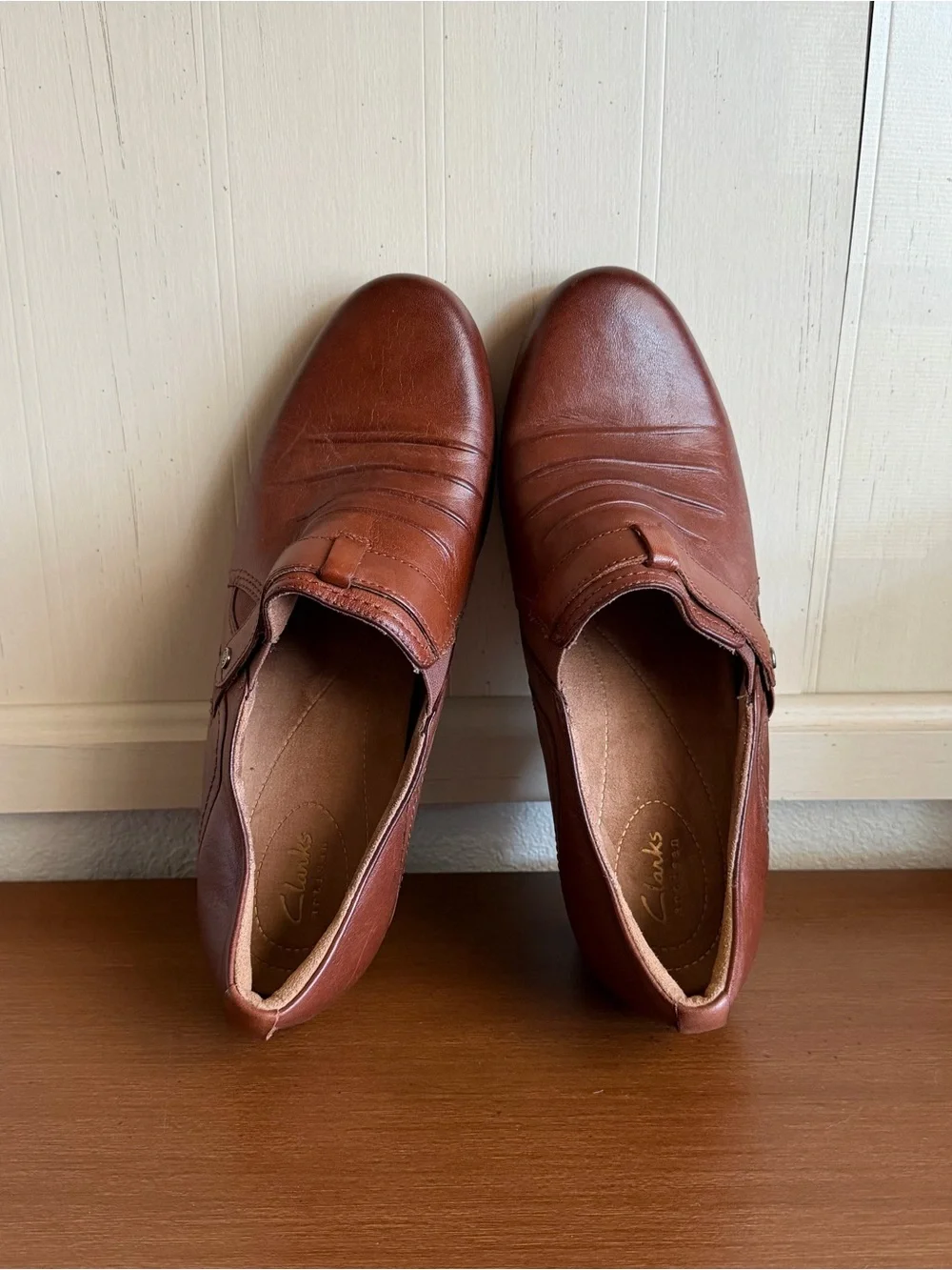 Clarks Artisan Rosalyn Nicole Brown Leather Slip On Comfort Loafer Block 10 Wide